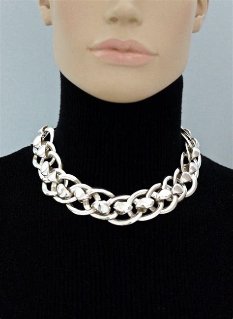 silver necklace chain ysl|yves saint laurent necklace.